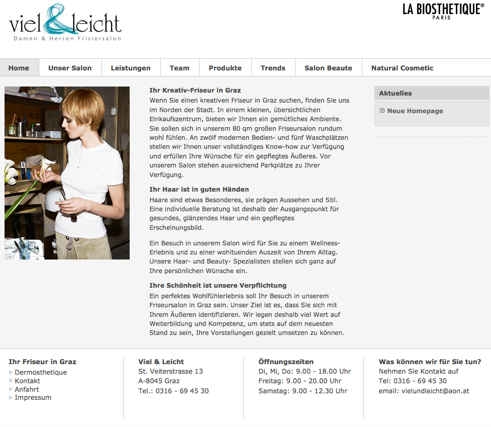 Screenshot der Website von Viel & Leicht
