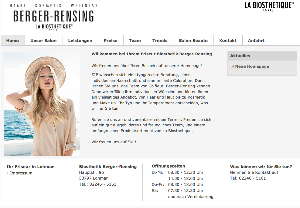 Screenshot der Website von Friseur Berger-Rensing