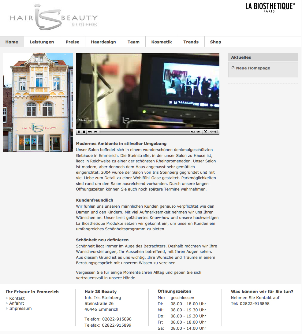 Screenshot der Website von Hair is Beauty