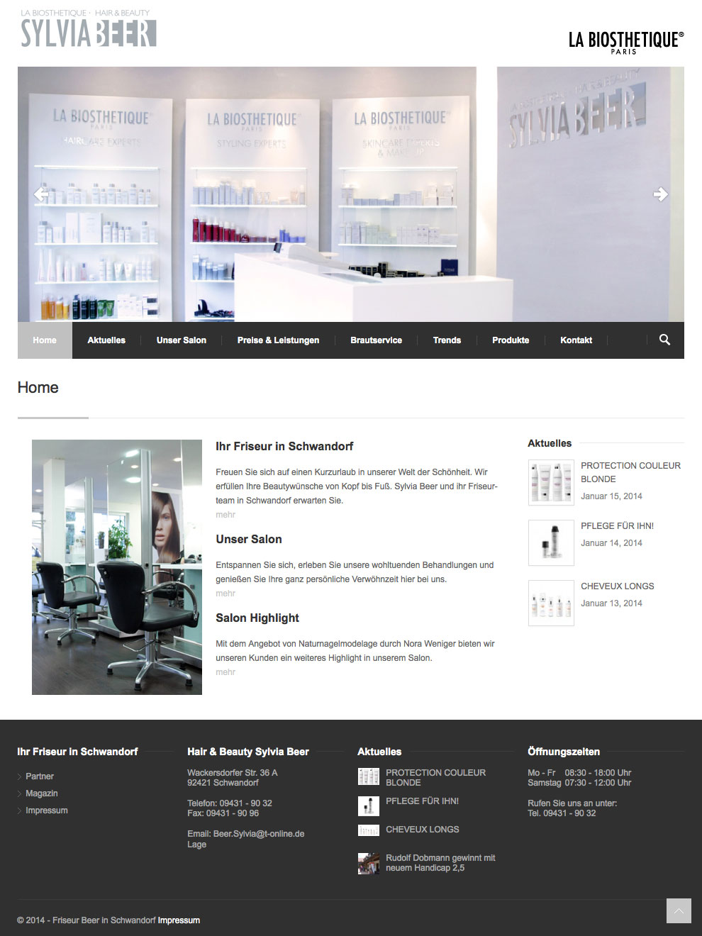 Screenshot der Website von Hair & Beauty Sylvia Beer