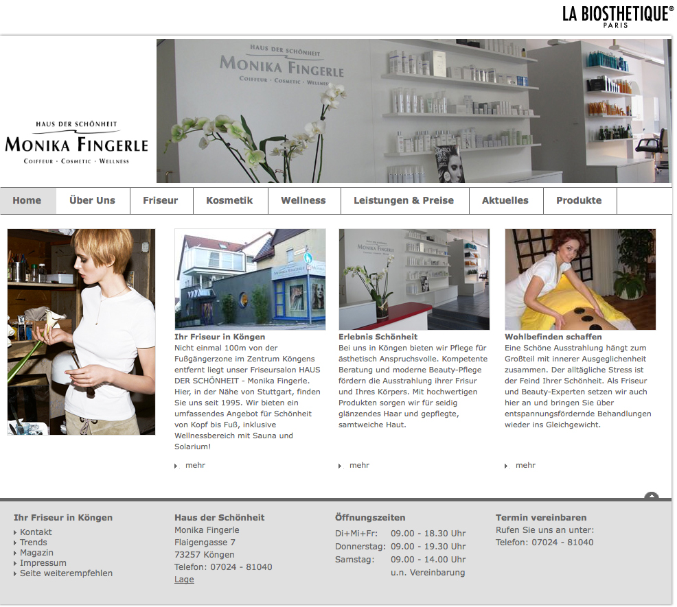 Screenshot der Website von Monika Fingerle