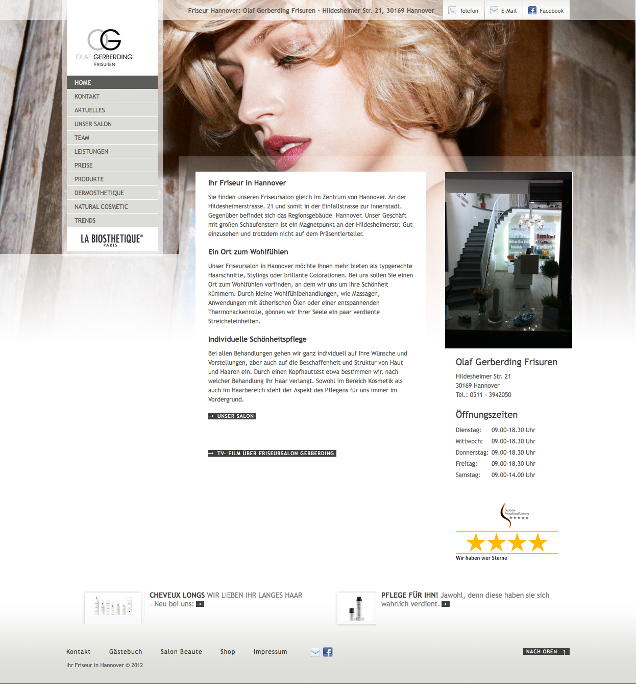 Screenshot der Website von Olaf Gerberding Frisuren