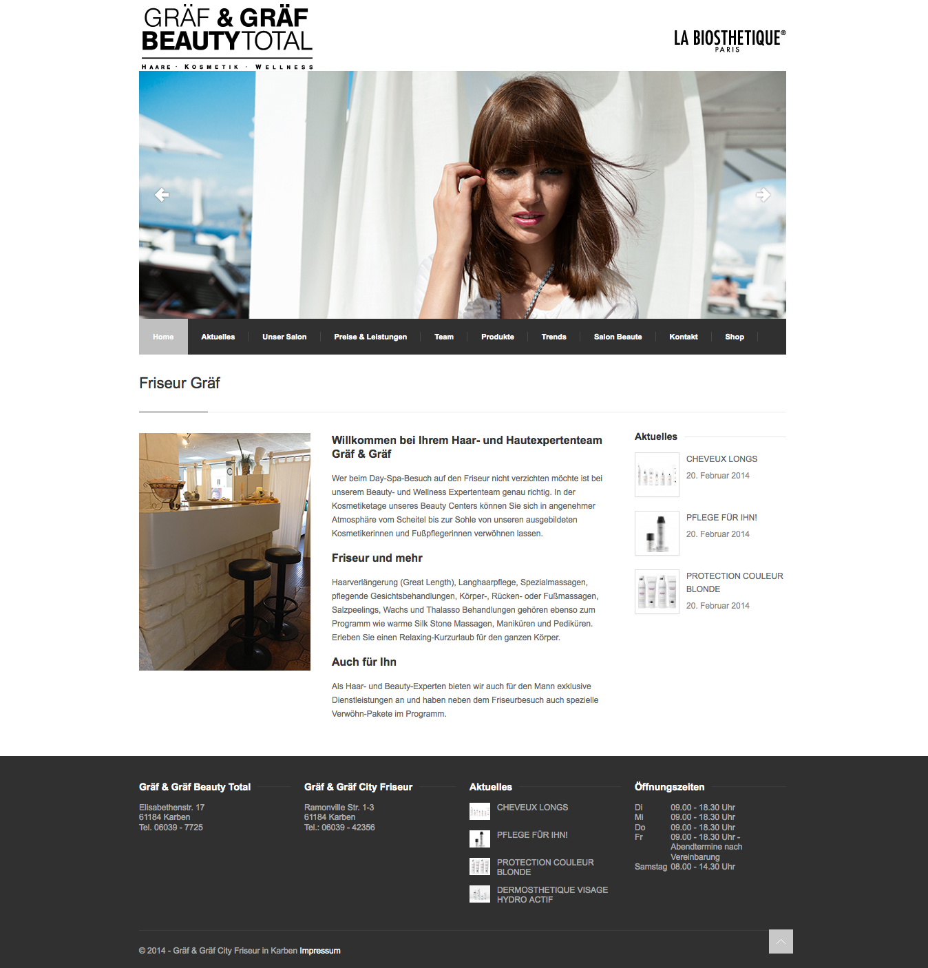 Screenshot der Website von Gräf & Gräf Total Beauty & City Friseur