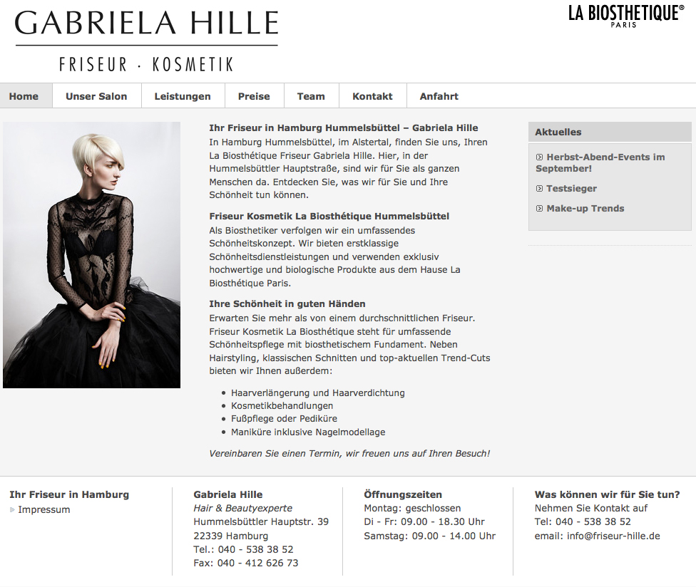 Screenshot der Website von Gabriela Hille