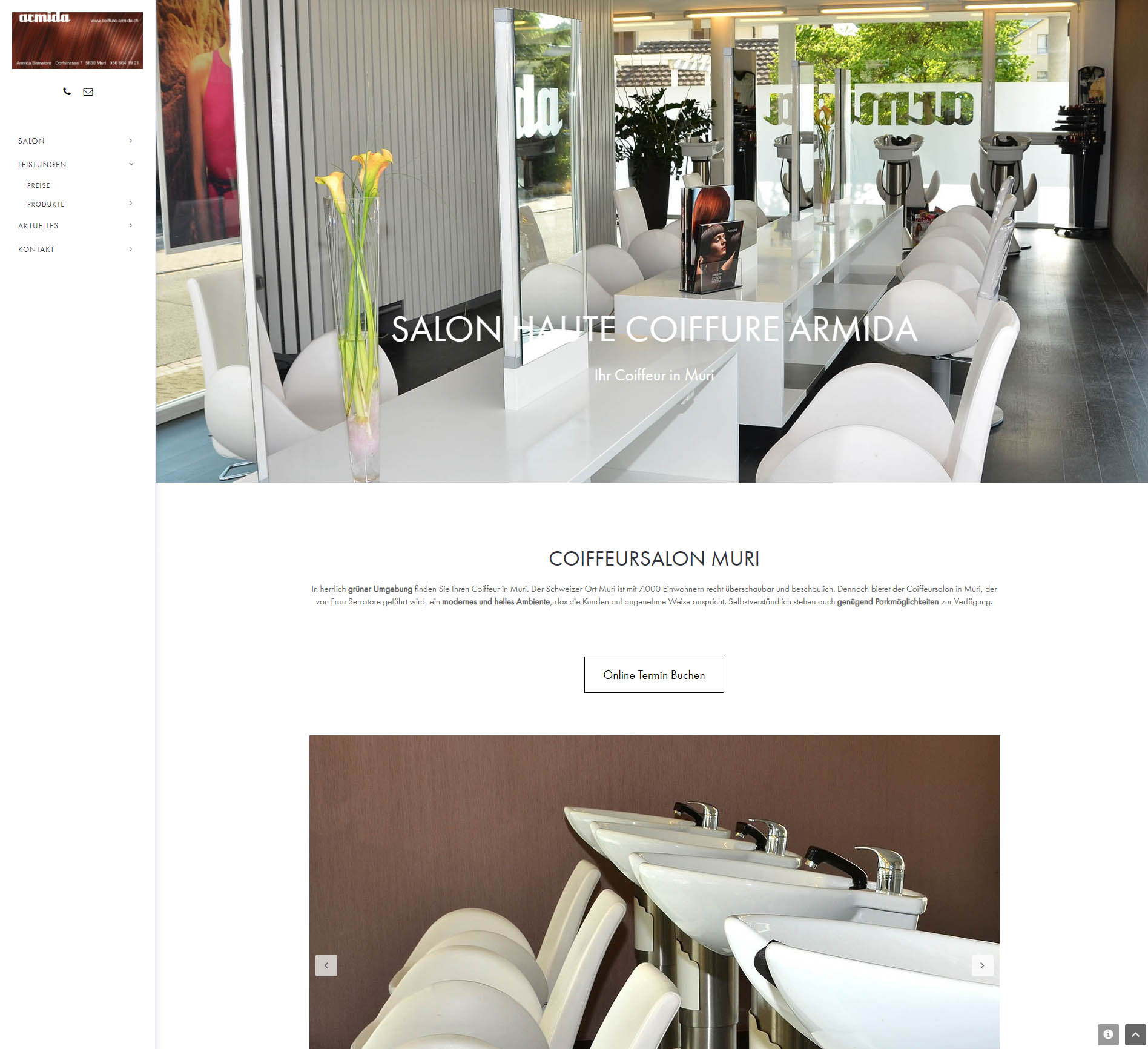 Screenshot der Website von Coiffure Armida