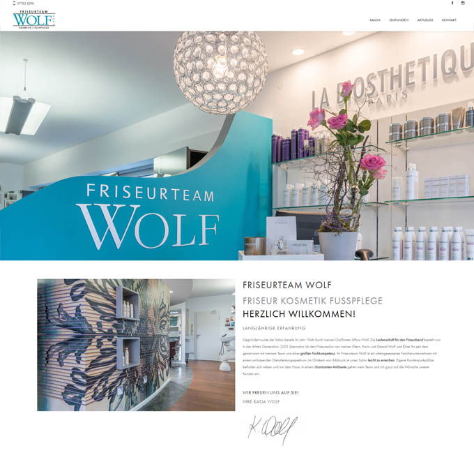 Screenshot der Website von Friseurteam Wolf