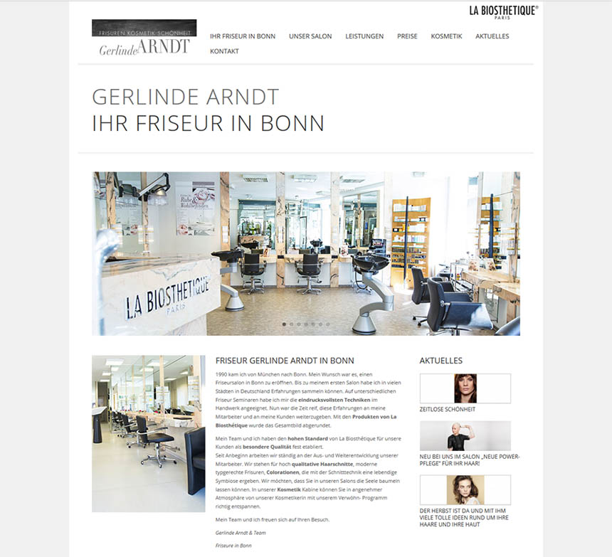 Screenshot der Website von Gerlinde Arndt