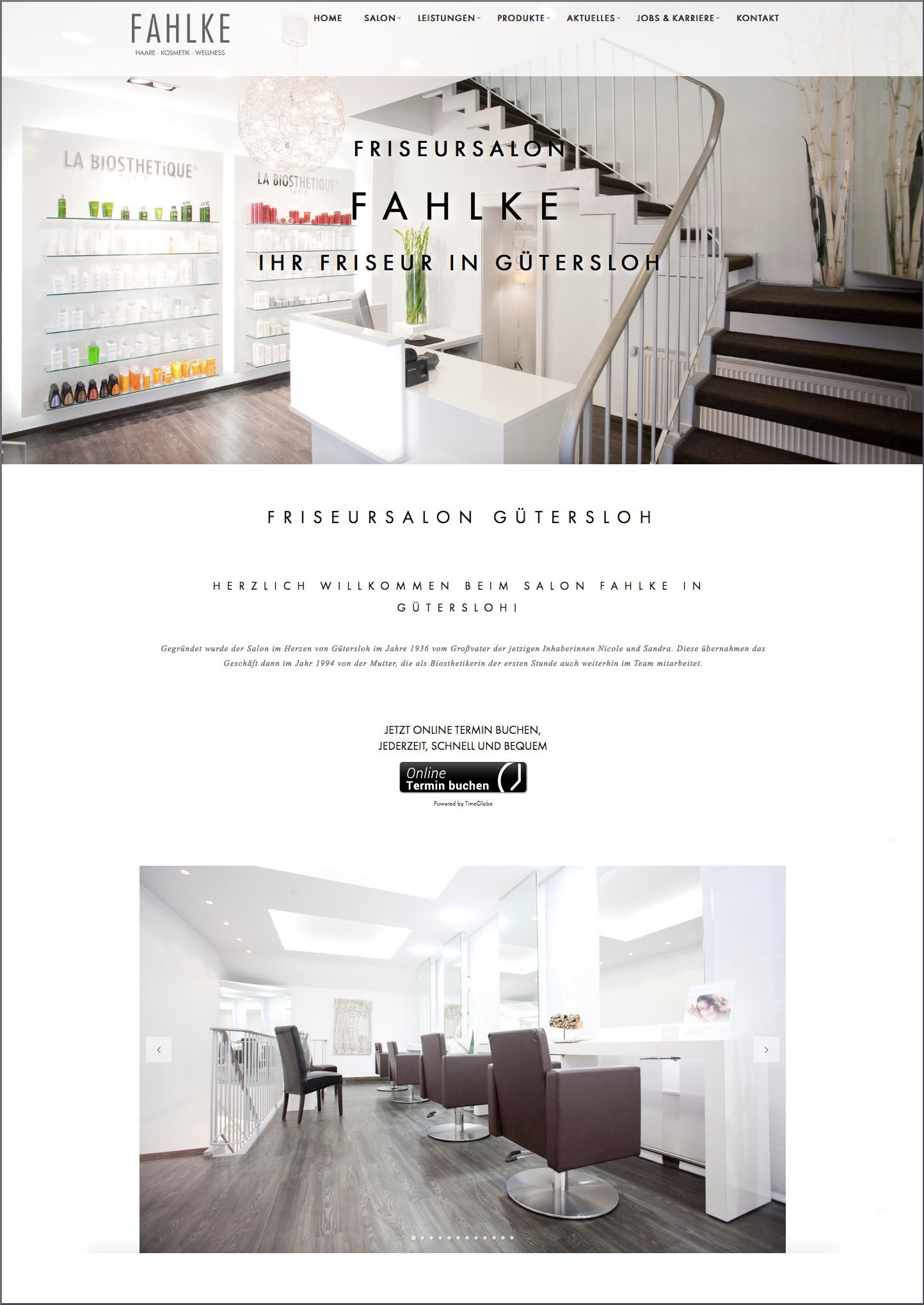 Screenshot der Website von Salon Fahlke