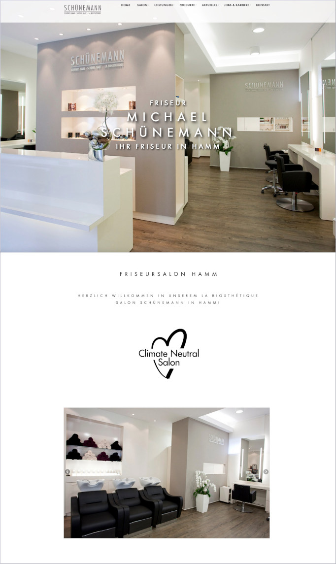 Screenshot der Website von La Biosthetique Salon Schünemann