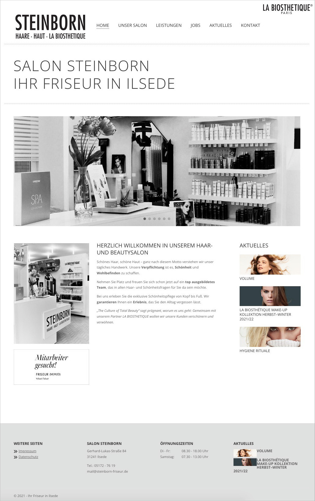Screenshot der Website von Salon Steinborn