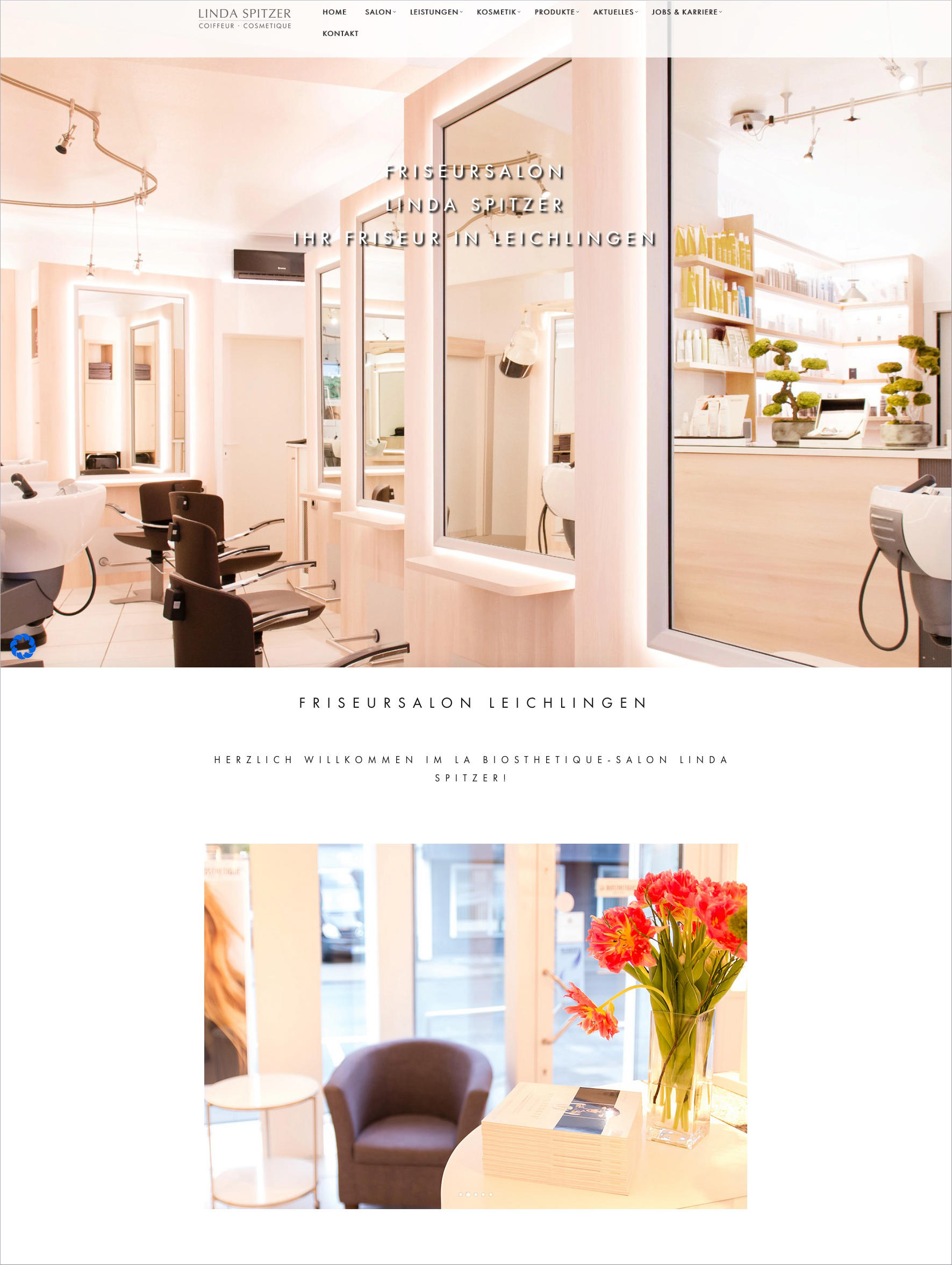 Screenshot der Website von Linda Spitzer | La Biosthetique Friseursalon