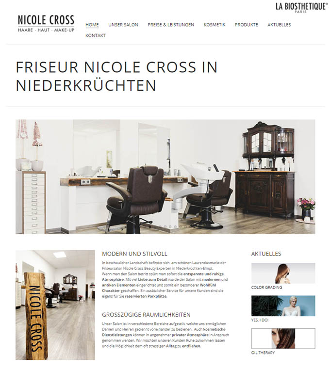Screenshot der Website von Nicole Cross