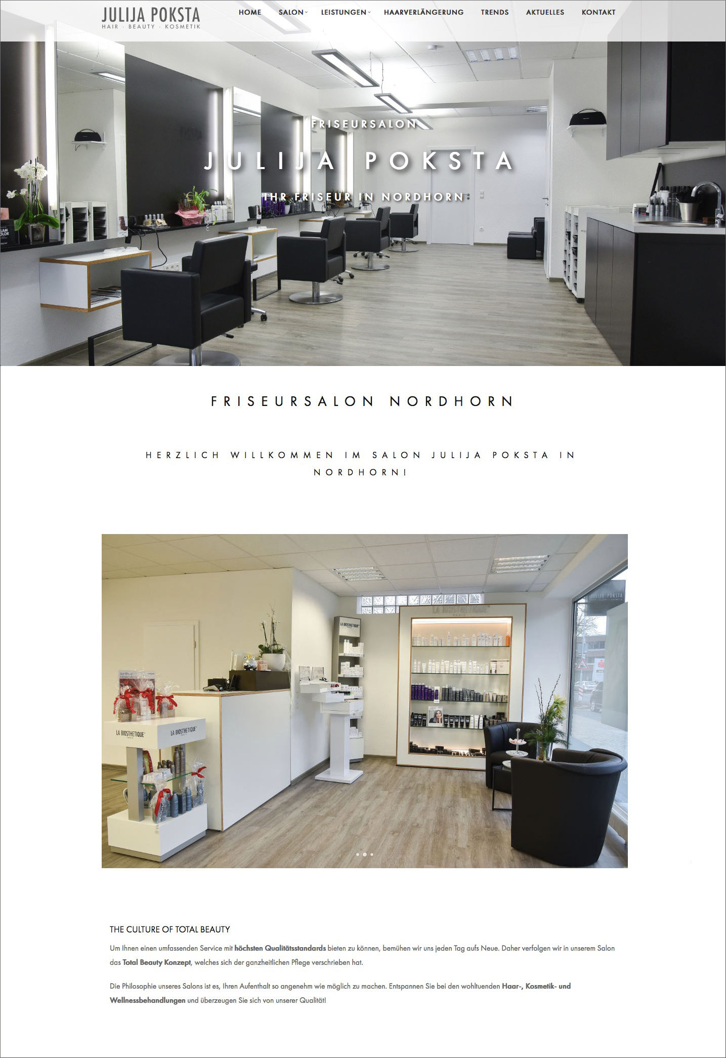 Screenshot der Website von Julija Poksta