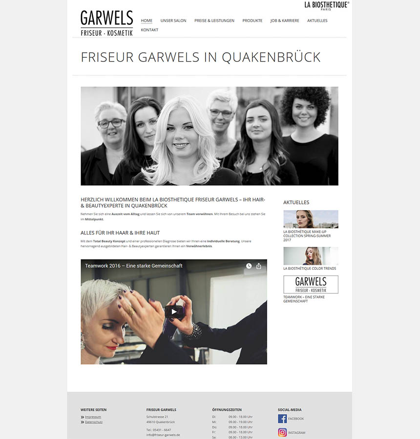 Screenshot der Website von Norma Garwels
