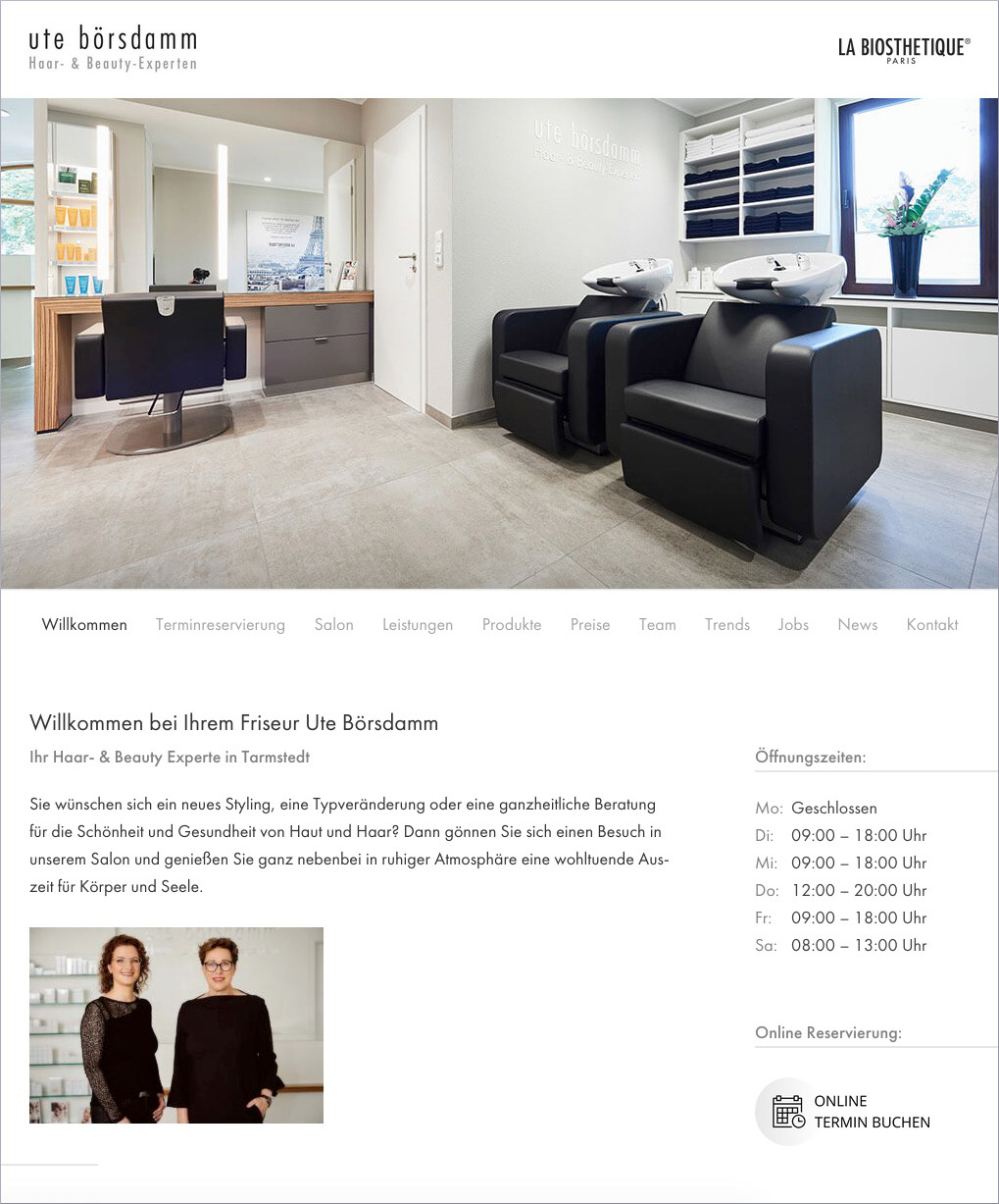 Screenshot der Website von Ute Börsdamm