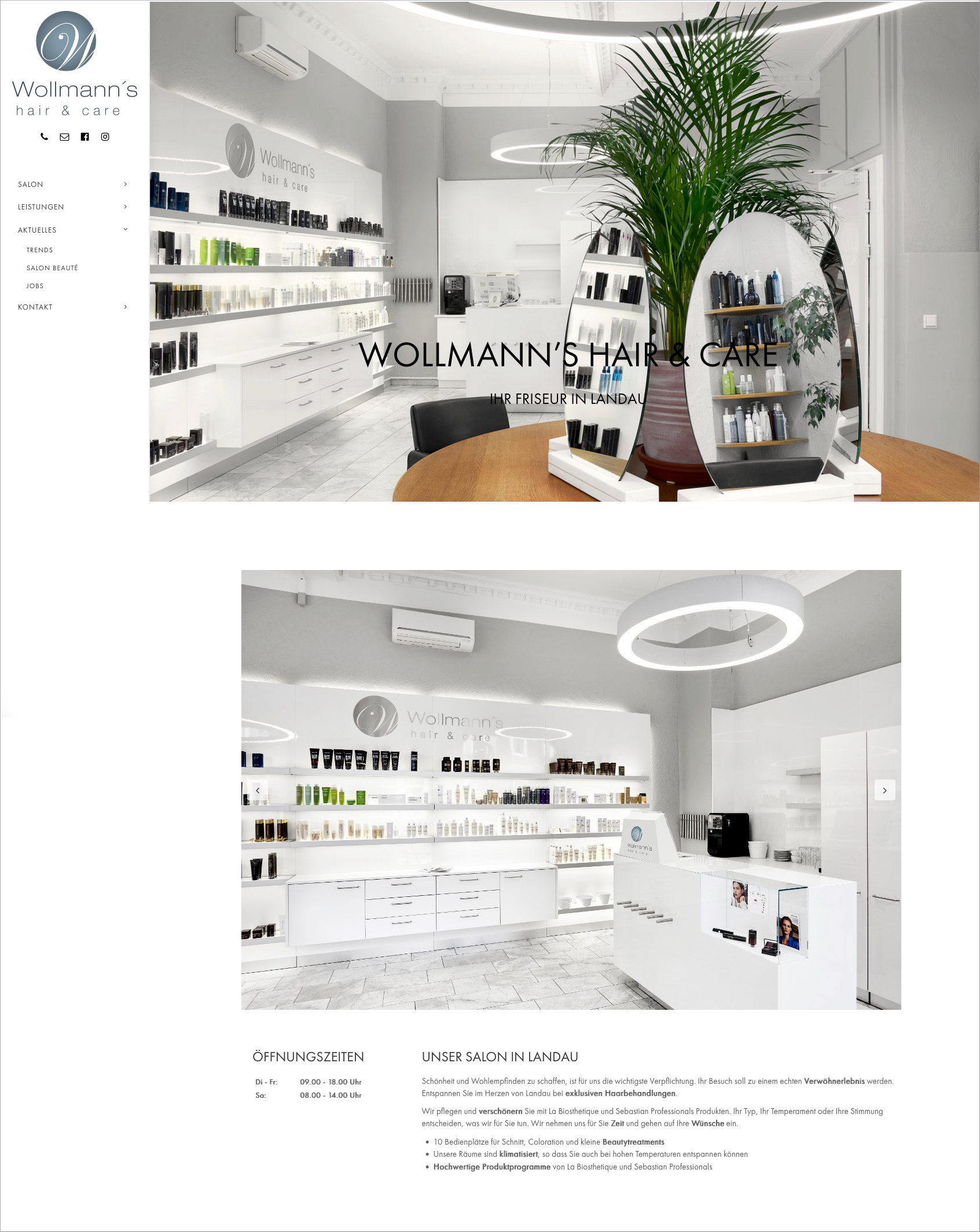 Screenshot der Website von Wollmann’s hair & care