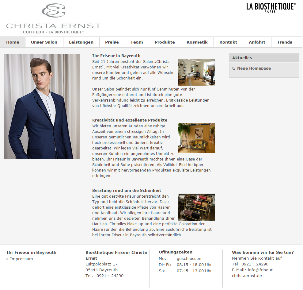 Screenshot der Website von Christa Ernst