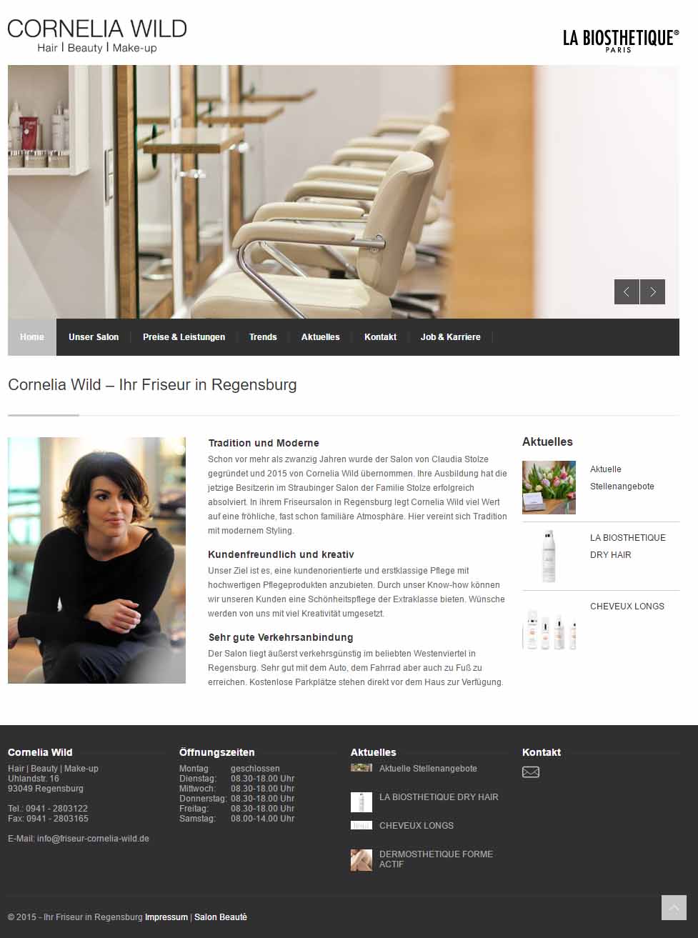 Screenshot der Website von Cornelia Wild