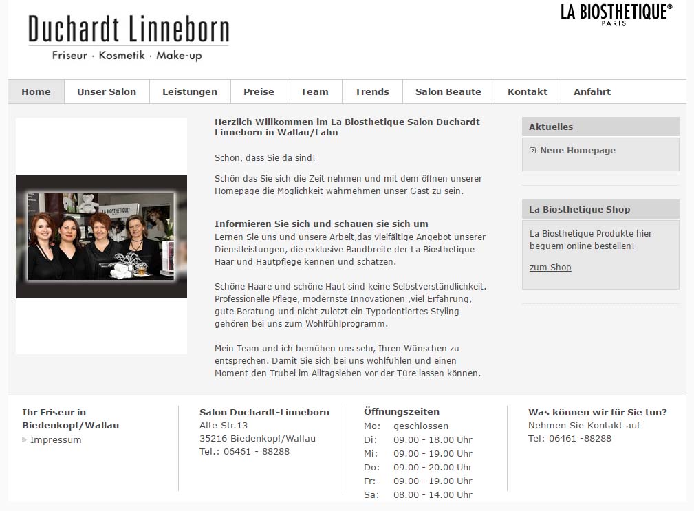 Screenshot der Website von Salon Duchardt-Linneborn