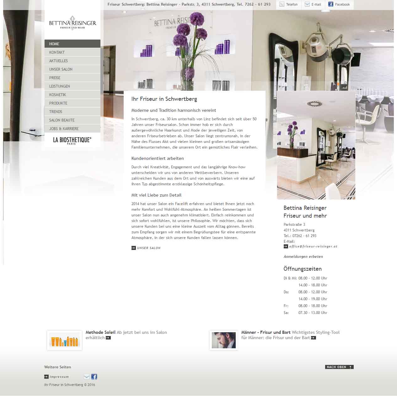 Screenshot der Website von Bettina Reisinger - Friseur und mehr
