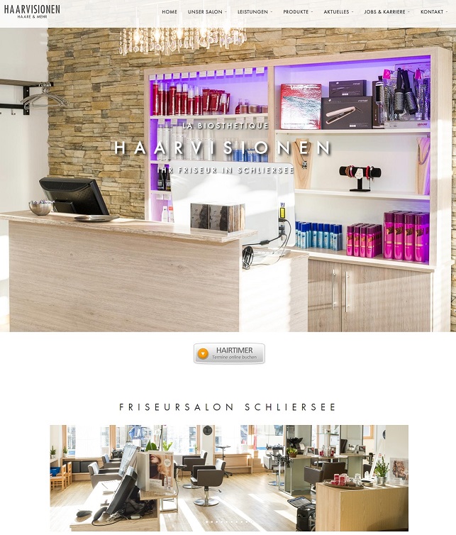 Screenshot der Website von HaarVisionen