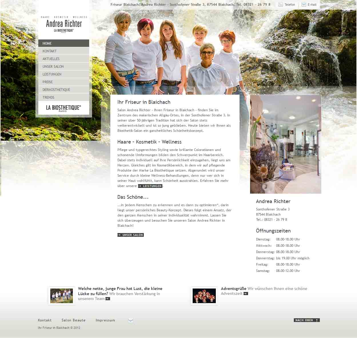 Screenshot der Website von Salon Andrea Richter